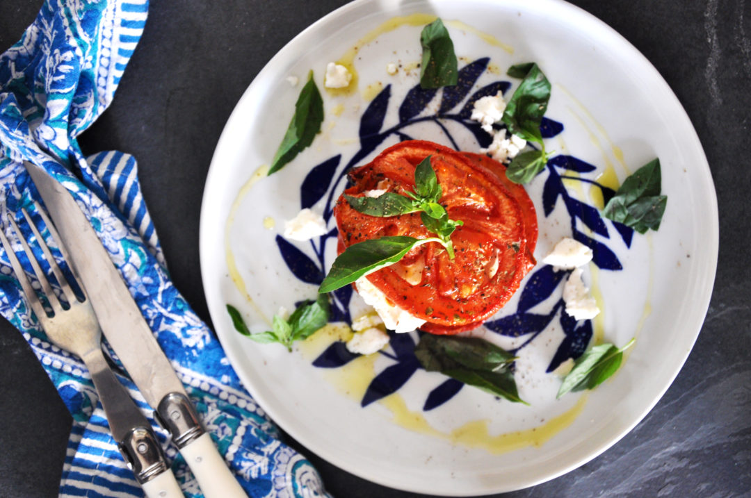 Napoleón de tomate asado y queso de cabra – La Compostera
